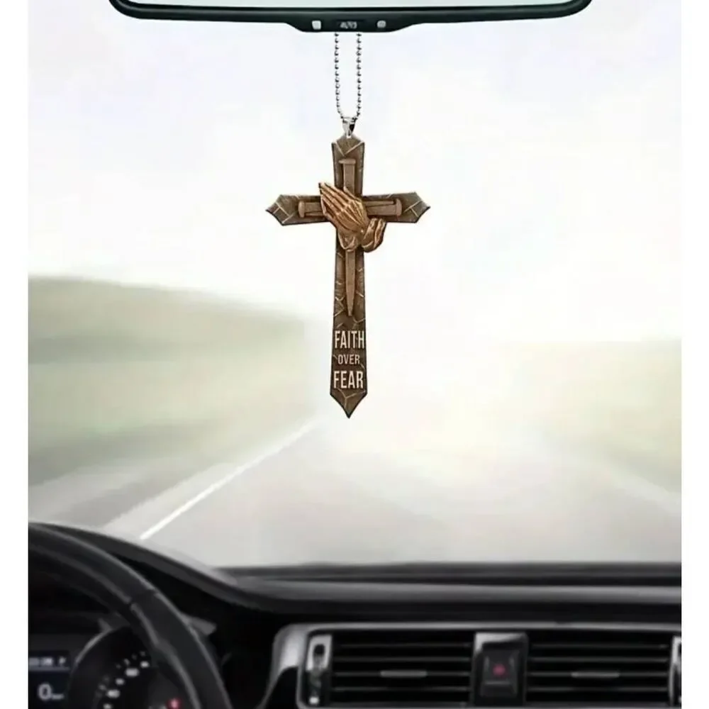 Cross Prayer Car Mirror Ornament - Brand New